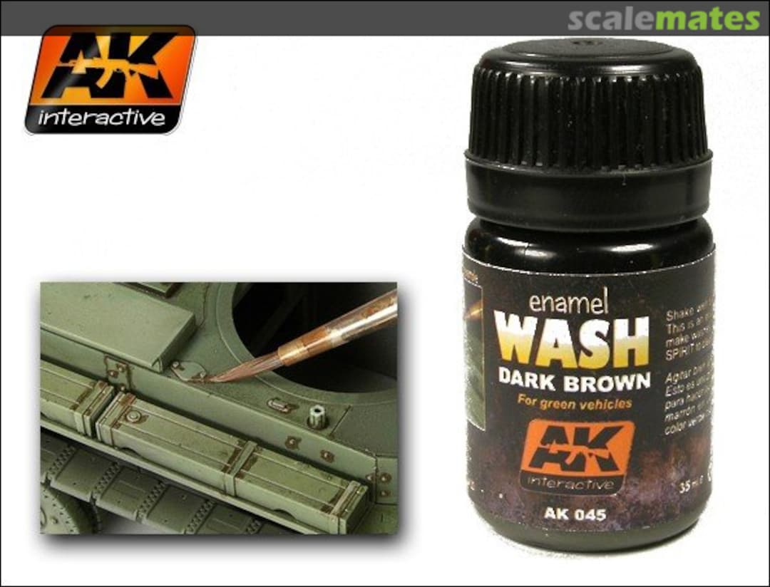 Boxart Dark Brown Wash for Green Vehicles AK 045 AK Interactive