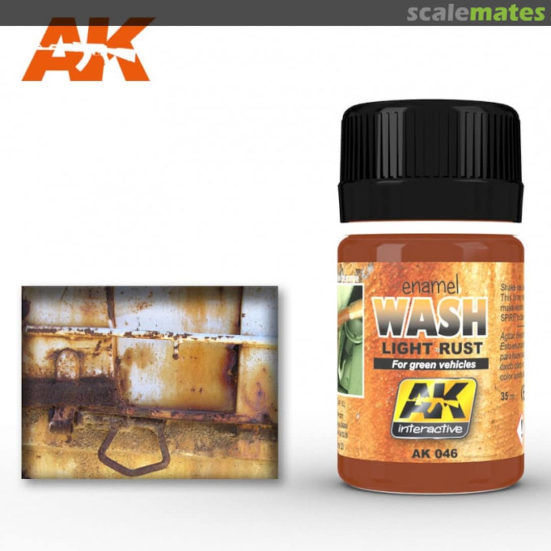 Boxart Light Rust Wash for Green Vehicles AK 046 AK Interactive