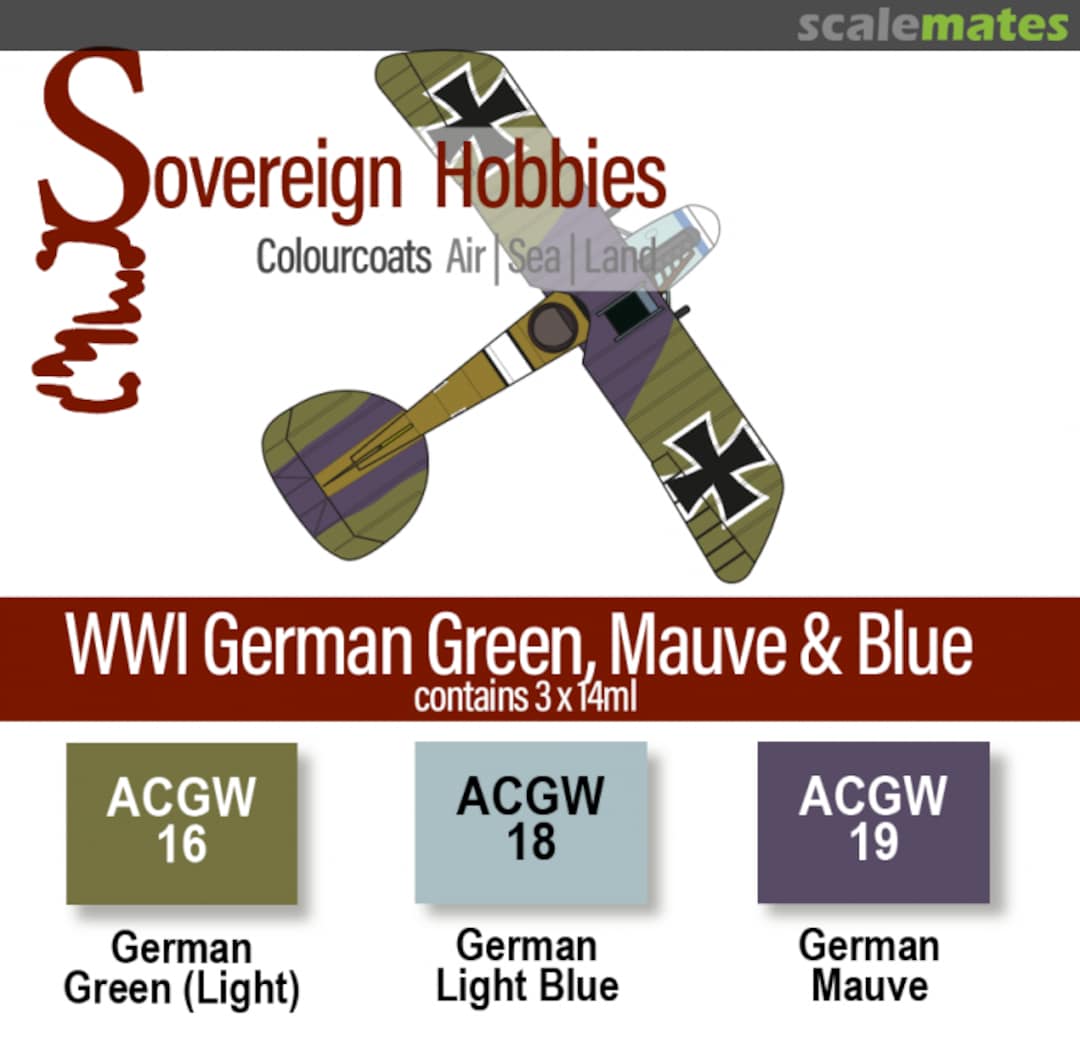 Boxart Colourcoats Set WWI German Green, Mauve & Light Blue Colours  Colourcoats (since 2014)