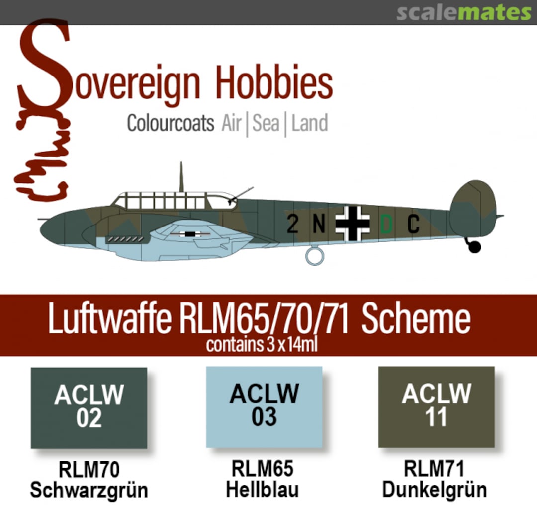 Boxart Colourcoats Set Luftwaffe RLM65/70/71 Day Bomber and Early D  Colourcoats (since 2014)