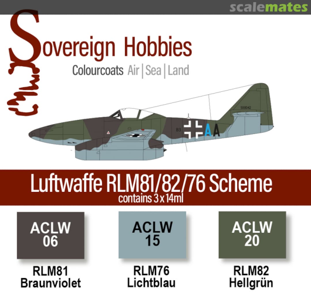 Boxart Colourcoats Set Luftwaffe RLM81/82/76 Mid-Late war Scheme  Colourcoats (since 2014)