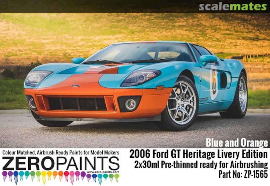 Boxart 2006 Ford GT Heritage Livery Edition Blue and Orange ZP-1565 Zero Paints