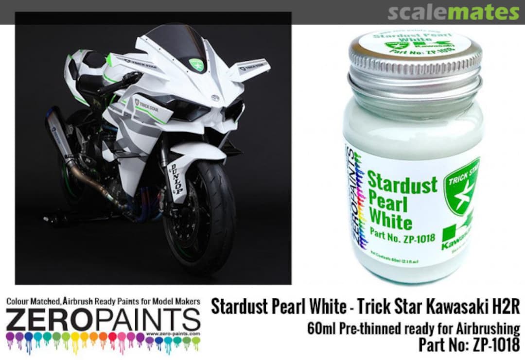 Boxart Trick Star Kawasaki H2R Stardust Pearl White  Zero Paints