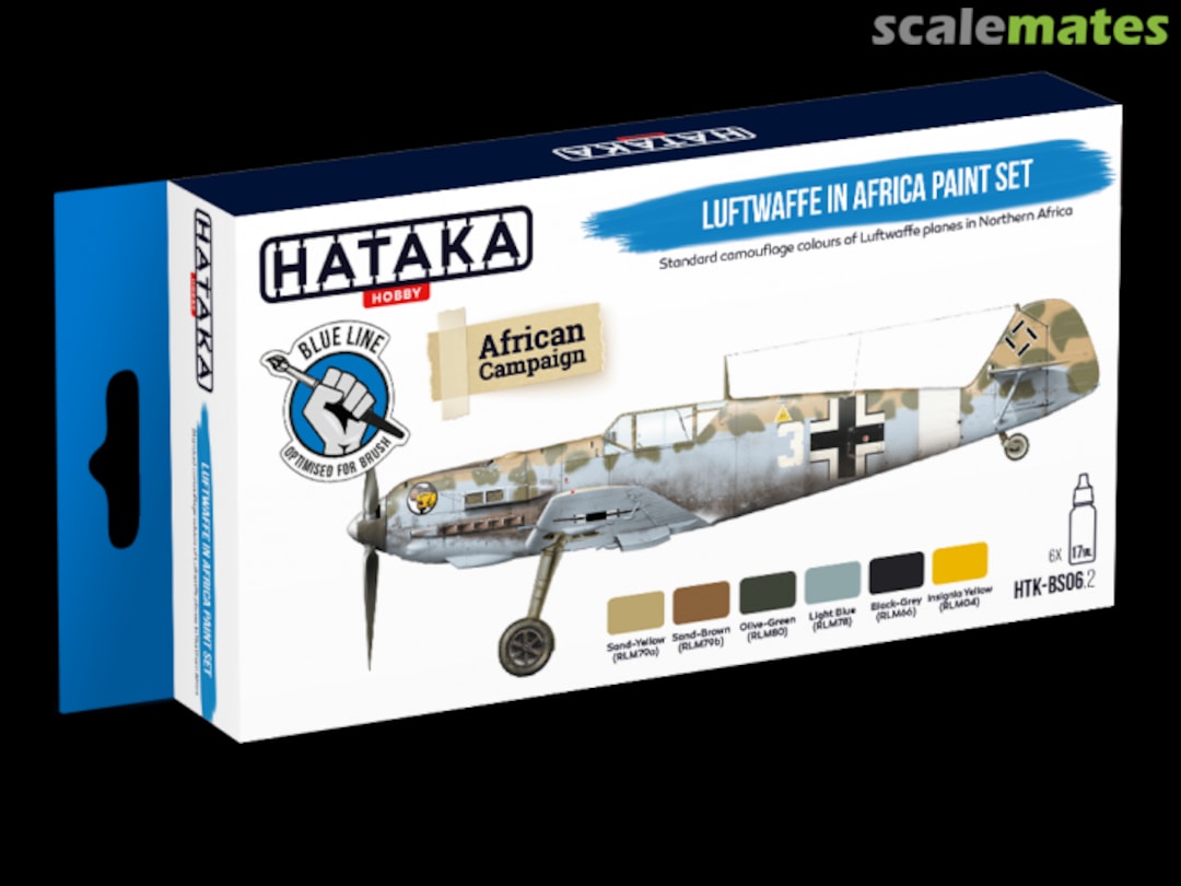 Boxart Luftwaffe in Africa Paint Set HTK-BS06.2 Hataka Hobby Blue Line