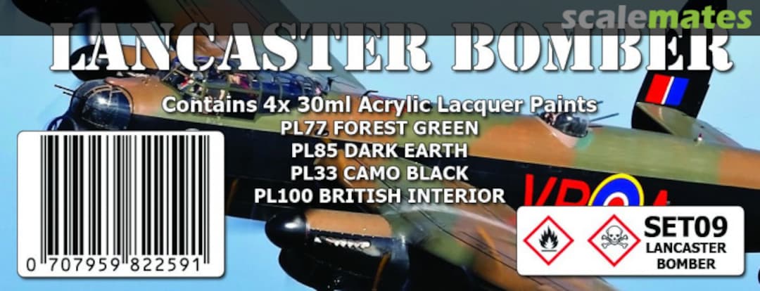 Boxart LANCASTER BOMBER Colour Set - (PL77, PL 85, PL33, PL100) SET09 SMS