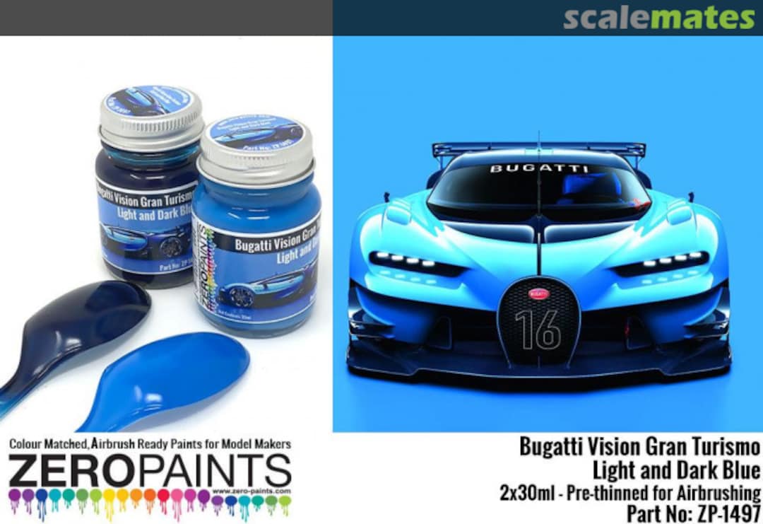 Bugatti Vision Zero Turismo 2x 30ml Light , Blue Matt - Gran ZP-1497 and | | Lacquer Dark Paints