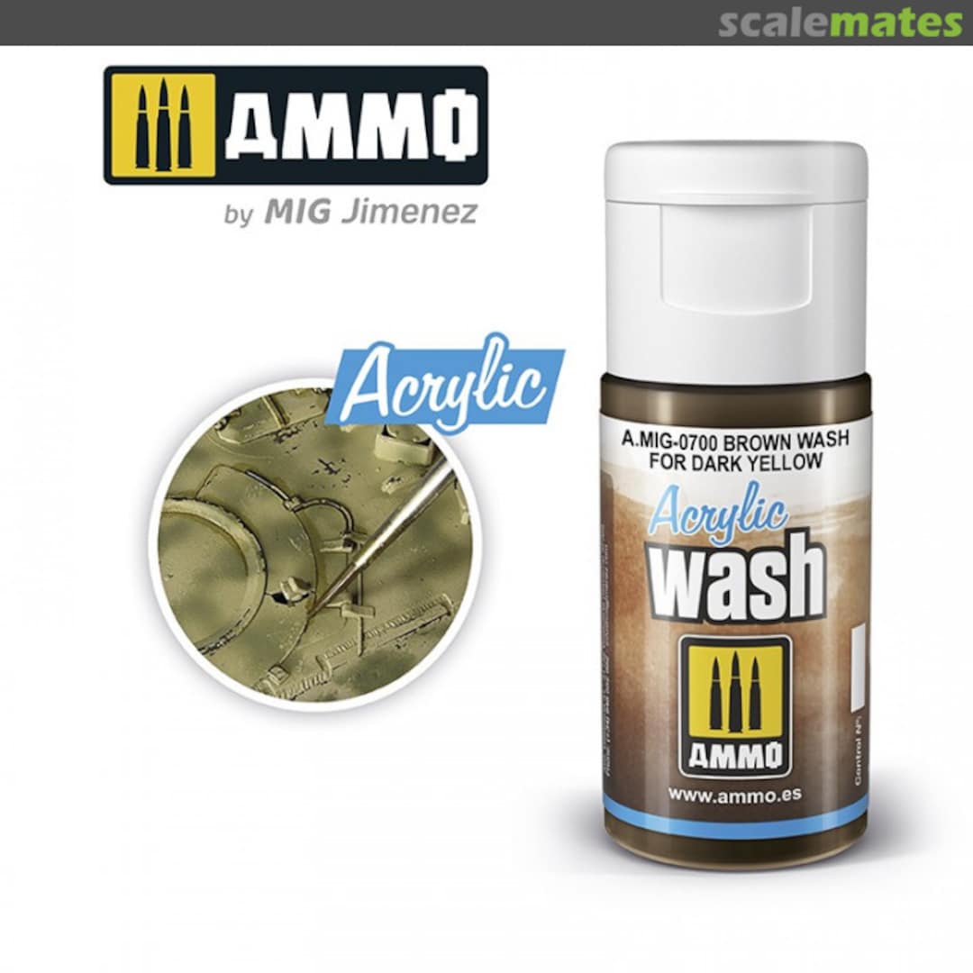 Boxart ACRYLIC WASH Brown Wash for Dark Yellow  Ammo by Mig Jimenez