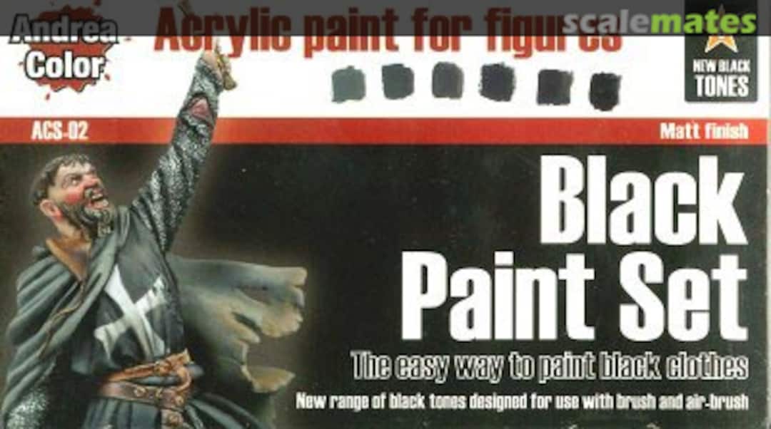 Boxart Black Paint Set (6x17ml) ACS-002 Andrea Color