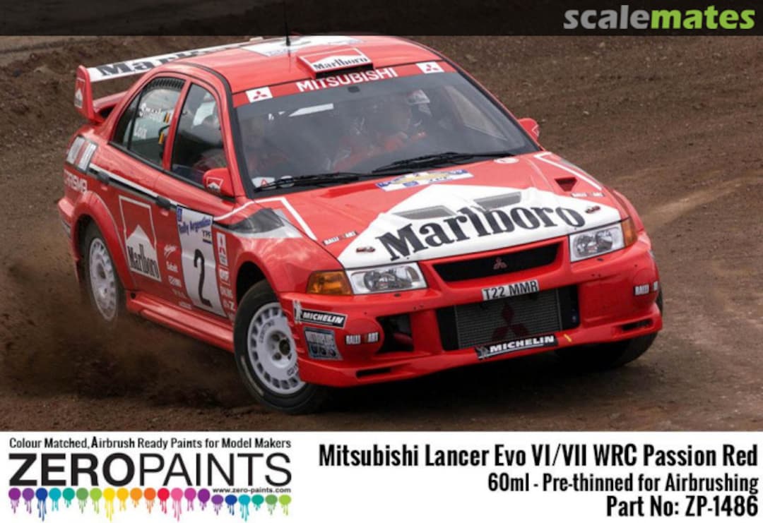 Boxart Misubishi Lancer Evo VI/VIII WRC Passion Red ZP-1486 Zero Paints