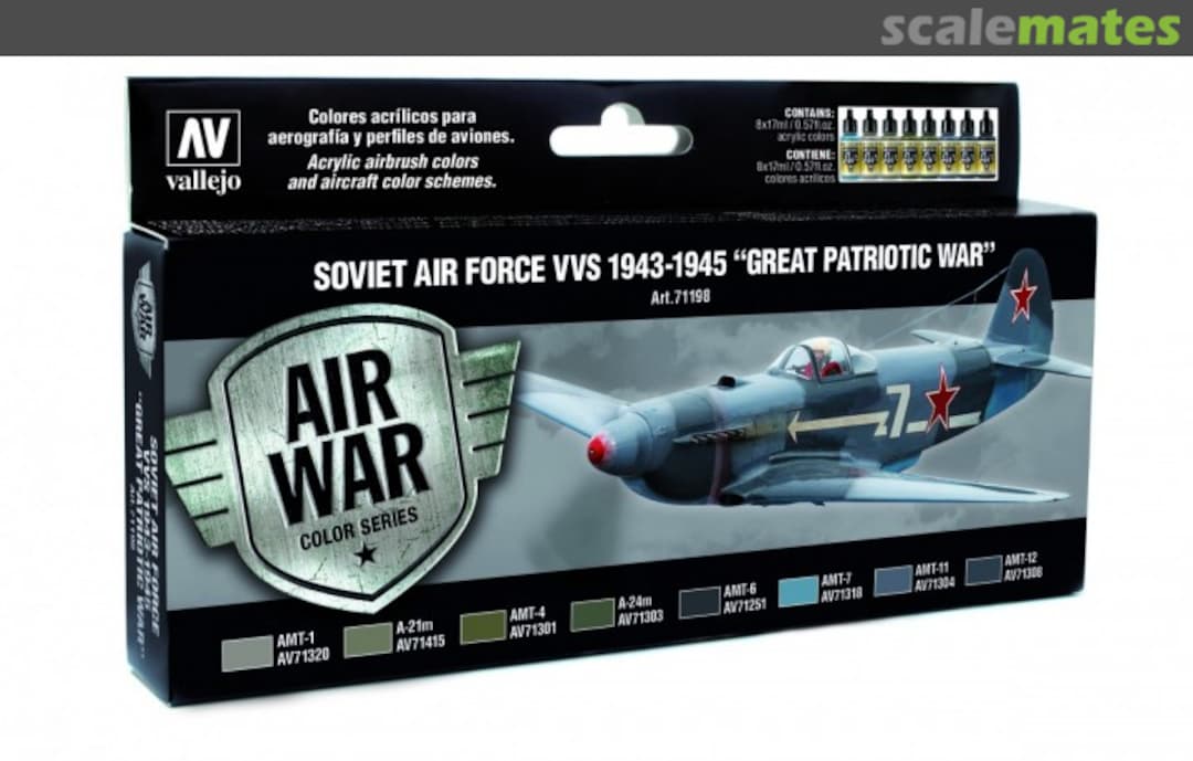 Boxart Soviet Air Force VVS 1943 to 1945 “Great Patriotic War” 71.198 Vallejo Model Air