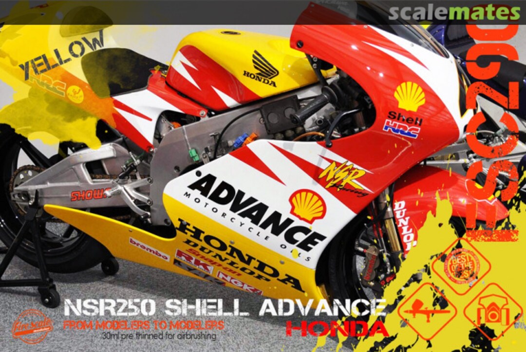 Boxart NSR 250 Shell Advance Honda - Yellow  Fire Scale Colors