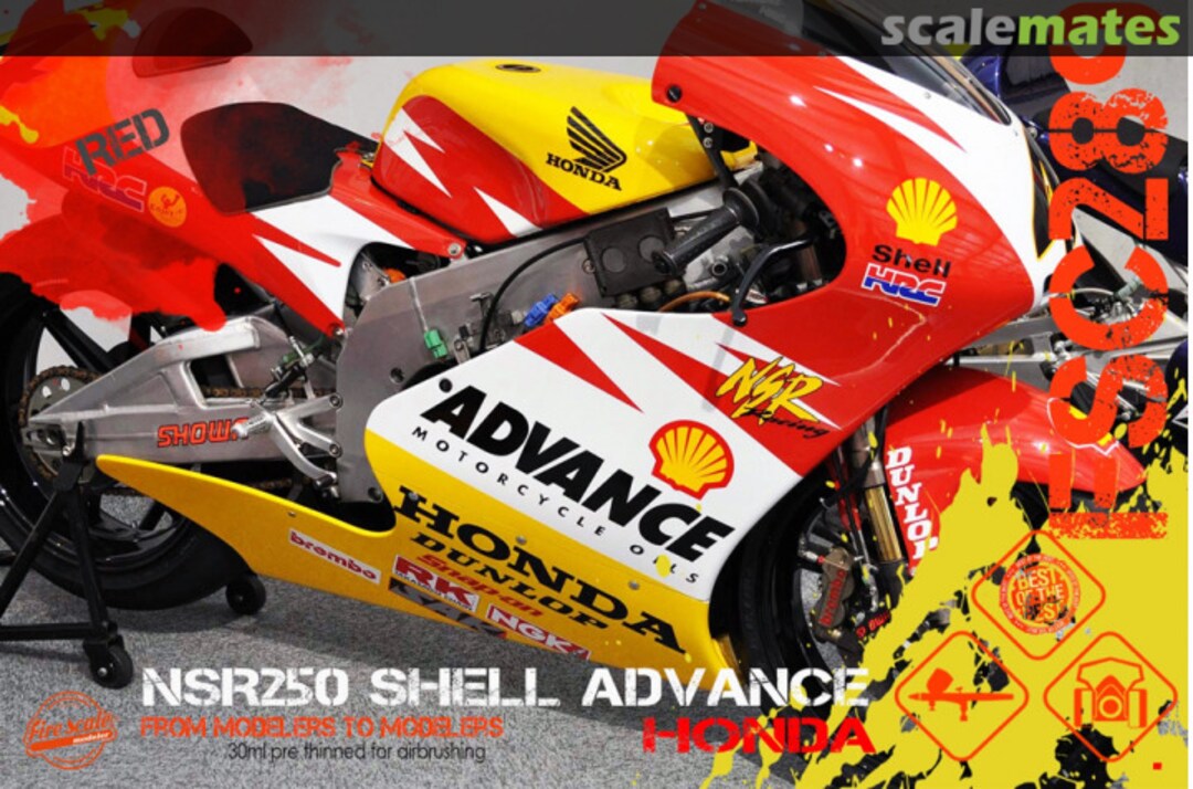 Boxart NSR 250 Shell Advance Honda - Red  Fire Scale Colors