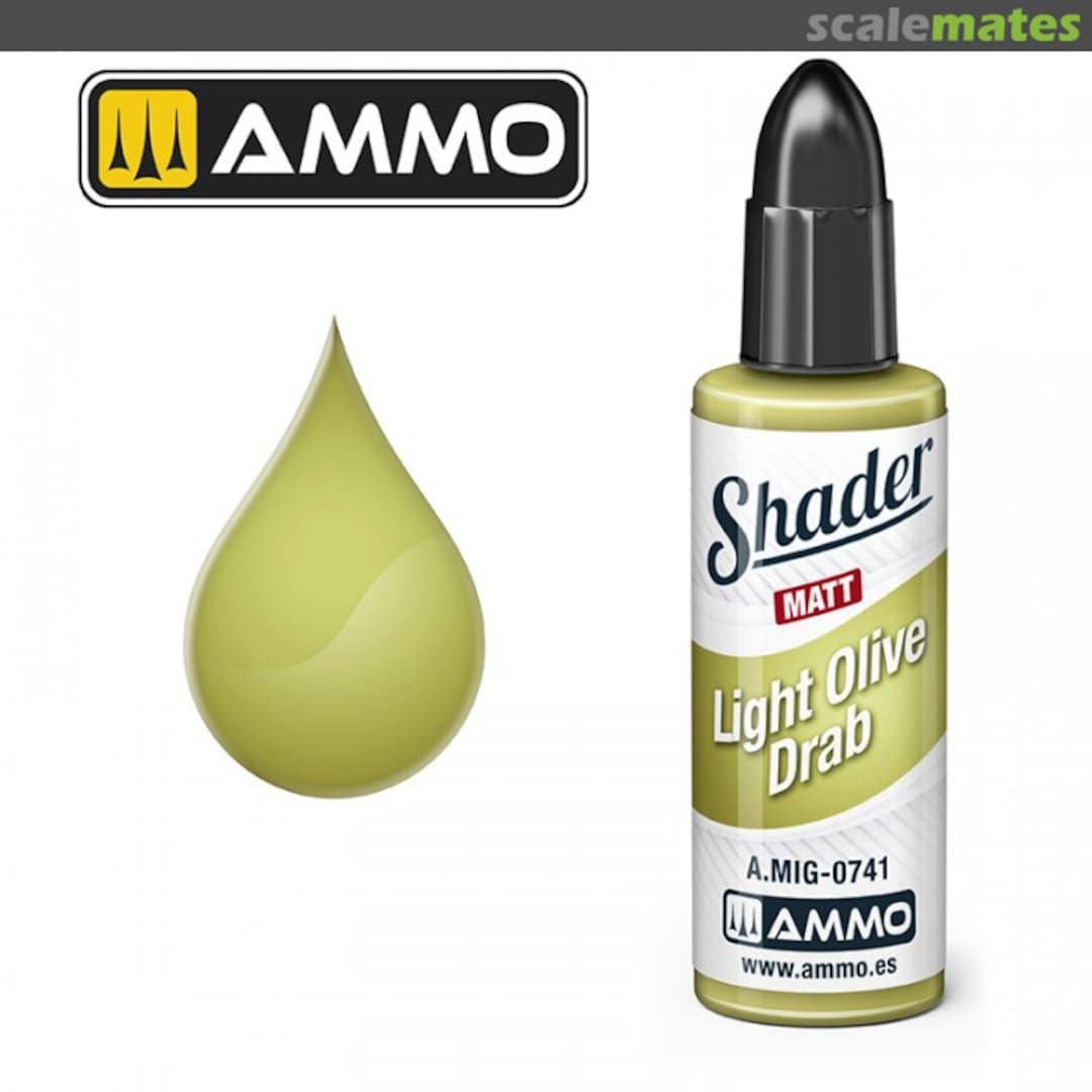 Boxart Light Olive Drab Shader A.MIG-0741 Ammo by Mig Jimenez