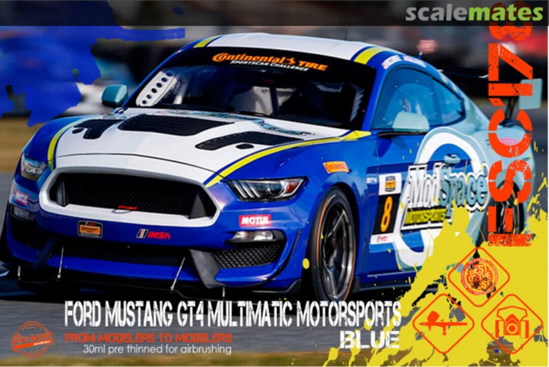 Boxart Ford Mustang GT4 Multimatic Motorsports Blue  Fire Scale Colors