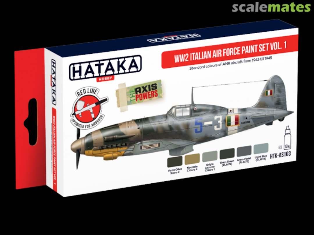 Boxart WW2 italian Air Force paint set vol.1 HTK-AS103 Hataka Hobby Red Line