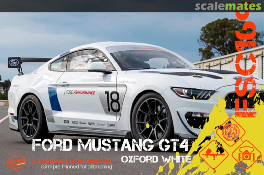 Boxart GT4 Oxford White Ford Mustang  Fire Scale Colors