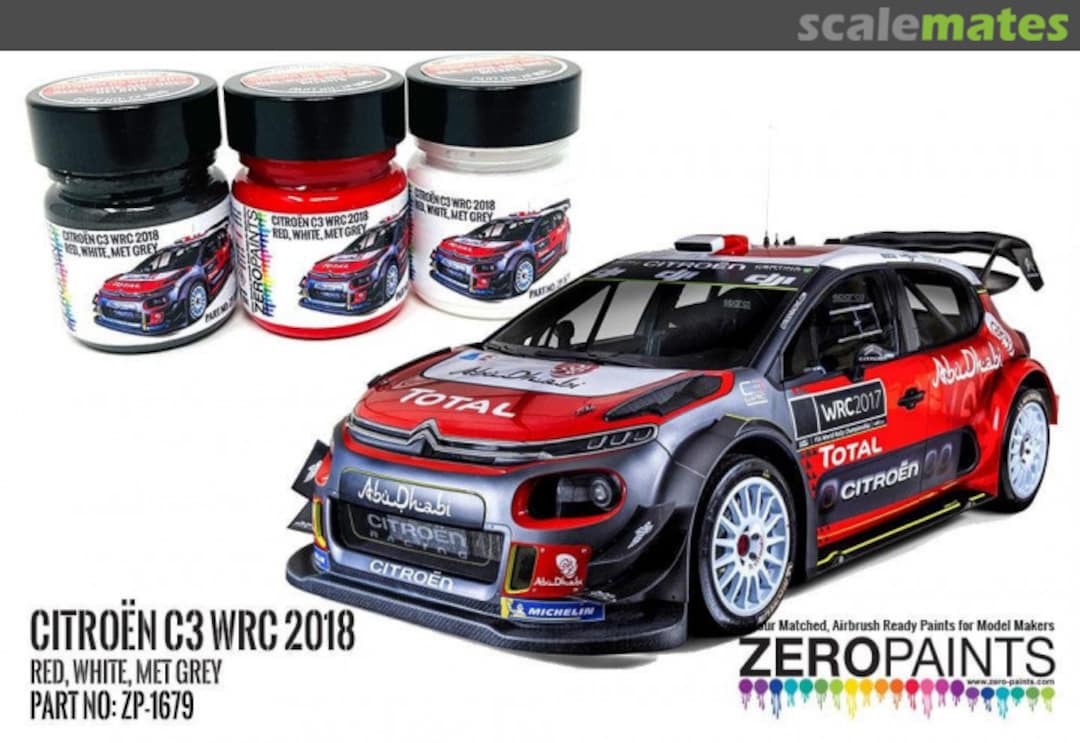 Boxart Citroën C3 WRC 2018 Red - White - Metallic Grey Paint Set  Zero Paints