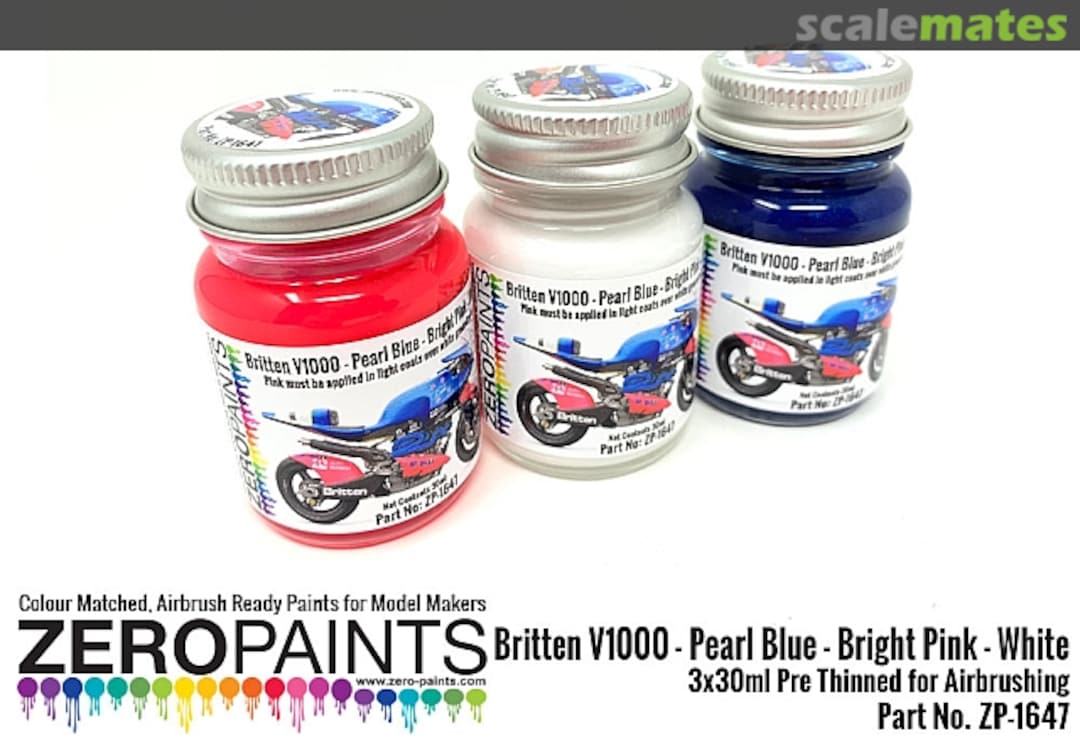 Boxart Britten V1000 - Pearl Blue - Bright Pink - White Paint Set  Zero Paints