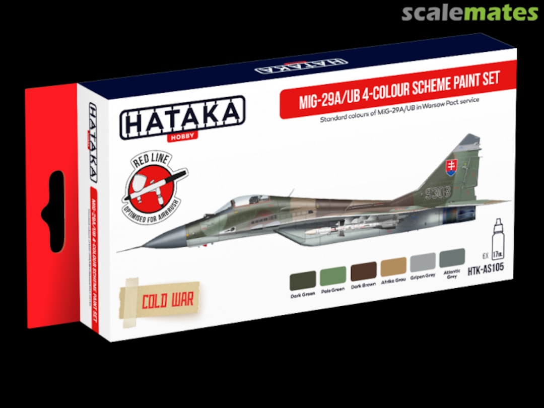 Boxart MiG-29A/UB „Fulcrum-A/B” 4-colour scheme paint set HTK-AS105 Hataka Hobby Red Line