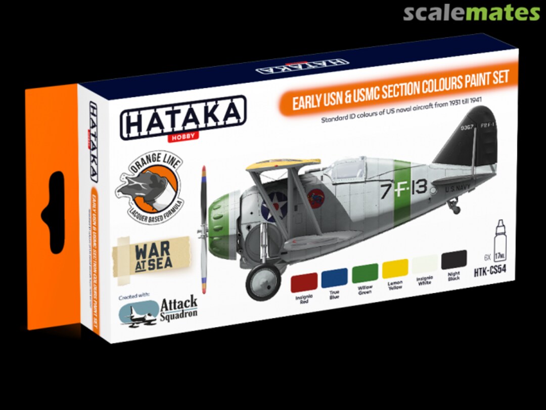 Boxart Early USN & USMC Section Colours paint set HTK-CS54 Hataka Hobby Orange Line