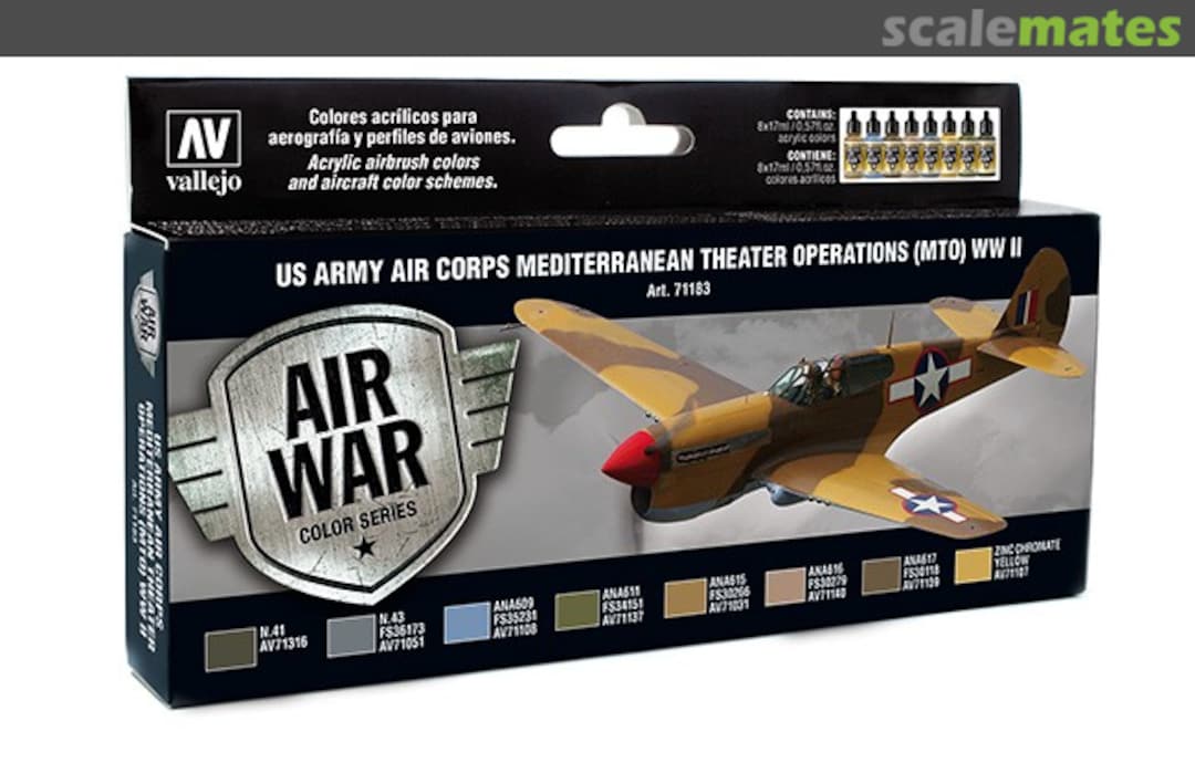 Boxart US Army Air Corps Mediterranean Theater Operation (MTO) WWII 71.183 Vallejo Model Air