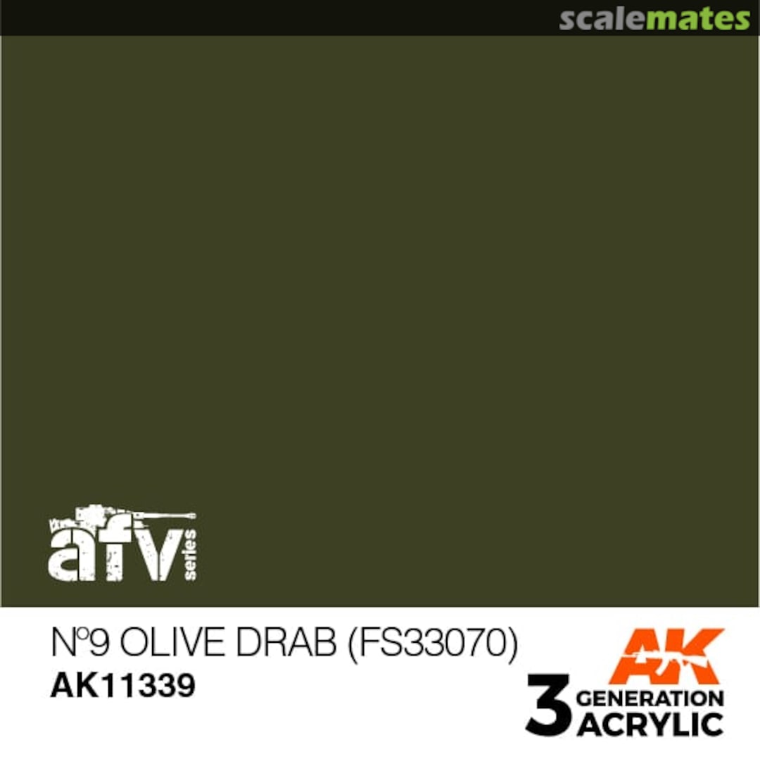 Boxart N°9 Olive Drab (FS 33070) AK 11339 AK 3rd Generation - AFV
